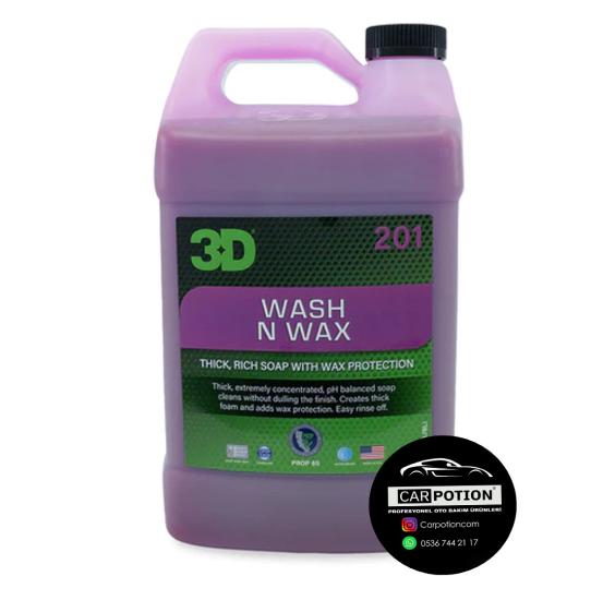 3D Wash N Wax Cilalı Oto Yıkama Şampuanı 1/128 Konsantre 3,79 Lt