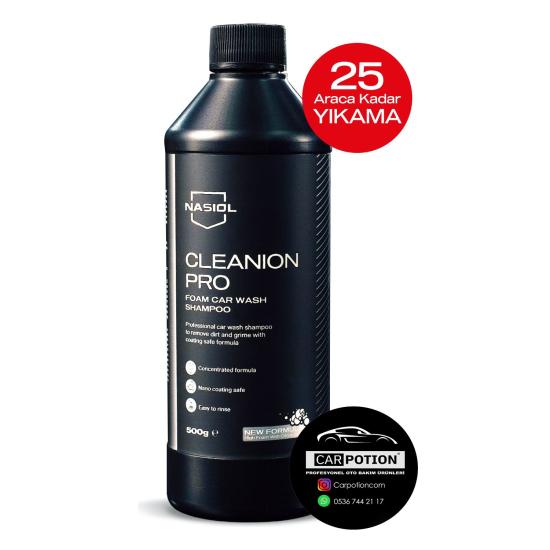 Nasiol Cleanion Pro New Formula Araç Konsantre Şampuan-500 Gr-Narenciye Kokulu, Fırçasız Oto Yıkama